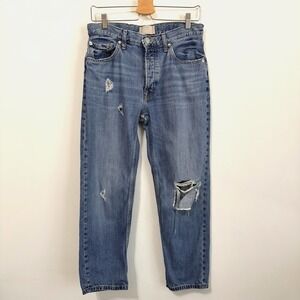 Everlane The Summer Slouch Jean 26‎ Distressed Button Fly High Rise Blue 30x26
